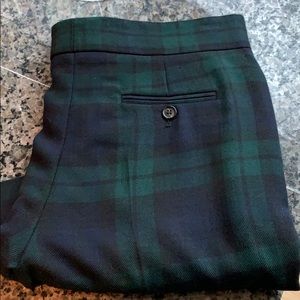 Alexander McQueen blue and green plaid pants.